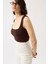 Kare Yaka Kalın Askılı Kahverengi Bodysuit 4