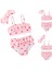 Pembe Kırmızı Kalp Desenli Saç Bantlı Şirin Kız Çocuk Bikini 1