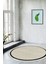 Kaymaz Dijital Mutfak & Salon Halı Toprak Saçaklı Yuvarlak Dokuma E5001 Bej Gri 1