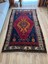 131 x 221 cm Büyük Boy Lacivert Kırmızı Renkli Dekoratif Yıkanabilir El Dokuma Antik Halı 1