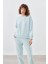 Kadın Pamuklu Yıkamalı Üç Iplik Uzun Kollu Sweatshirt 1
