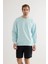 Erkek Pamuklu Yıkamalı Üç Iplik Uzun Kollu Sweatshirt 1