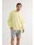 Erkek Pamuklu Yıkamalı Üç Iplik Uzun Kollu Sweatshirt 1