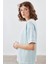 Kadın Pamuklu Yıkamalı Üç Iplik Kısa Kollu T-Shirt 2