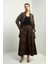 Kadın Yanları Yırtmaçlı Tunik Gömlek Beli Lastikli Palazzo Pantoln Zigzag Desen Oversize 2'li Takım 2