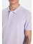 Erkek Slim Fit Dar Kesim %100 Pamuk Lila Polo Yaka Tişört 4