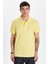 Erkek Slim Fit Dar Kesim %100 Pamuk Sarı Polo Yaka Tişört 1