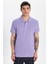 Erkek Slim Fit Dar Kesim %100 Pamuk Eflatun Polo Yaka Tişört 1
