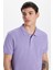 Erkek Slim Fit Dar Kesim %100 Pamuk Eflatun Polo Yaka Tişört 2