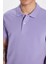 Erkek Slim Fit Dar Kesim %100 Pamuk Eflatun Polo Yaka Tişört 3