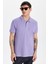 Erkek Slim Fit Dar Kesim %100 Pamuk Eflatun Polo Yaka Tişört 4