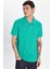 Erkek Slim Fit Dar Kesim %100 Pamuk Yeşil Polo Yaka Tişört 2