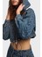 Armani Exchance Pamuk Tamamı Jakarlı Kapüşonlu Crop Kot Ceket Bayan Kot Ceket XW001185 AF12844 FB055 5