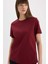 Regular Fit Bisiklet Yaka Basic Düz l Premium Kısa Kollu Bordo Tişört A9428AX25SP 1