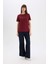 Regular Fit Bisiklet Yaka Basic Düz l Premium Kısa Kollu Bordo Tişört A9428AX25SP 2