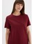 Regular Fit Bisiklet Yaka Basic Düz l Premium Kısa Kollu Bordo Tişört A9428AX25SP 4