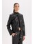 Regular Fit Fermuarlı Suni Deri Mont Y7156AZ25SP 4
