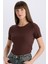 Slim Fit Dar Kesim Bisiklet Yaka Fitilli Kaşkorse Basic Düz Kısa Kollu Tişört C0097AX25SP 1