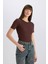 Slim Fit Dar Kesim Bisiklet Yaka Fitilli Kaşkorse Basic Düz Kısa Kollu Tişört C0097AX25SP 4