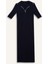Bodycon Vücudu Saran Polo Yaka Fitilli Kaşkorse Kısa Kollu Midi Elbise E7140AX25SP 6