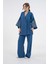 Kadın Indigo Kolları Payet Pul Nakışlı Keten Kimono Ceket ve Pantolon Alt/üst Takım 21061 1