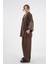 Kadın Kahve Kolları Payet Pul Nakışlı Keten Kimono Ceket ve Pantolon Alt/üst Takım 21061 3
