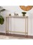 DEVİN DEKOR Modern Gold Renk Metal Iskeletli Temper Camlı Raflı Dresuar Konsol 1