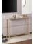 DEVİN DEKOR Modern Gold Renk Metal Iskeletli Temper Camlı Raflı Dresuar Konsol 2