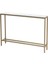DEVİN DEKOR Modern Gold Renk Metal Iskeletli Temper Camlı Raflı Dresuar Konsol 3