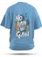 T-Shirt,Barbelle Sırt Baskılı,Oversize, Pamuk,Mavi T-Shirt No:00709 1