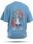 T-Shirt,Retro Riot Sırt Baskılı,Oversize, Pamuk,Mavi T-Shirt No:00710 1
