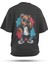 T-Shirt,Retro Riot Sırt Baskılı,Oversize, Pamuk,Antrasit T-Shirt No:00710 1