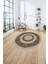 Çerçeveli Çiçek Motifli Yıkanabilir Kaymaz Yuvarlak Salon Halısı, Çerçeveli-Y-85-Kahve, 4