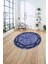 Çerçeveli Kenar Halka Modelli Yıkanabilir Kaymaz Yuvarlak Salon Halısı, Çerçeveli-Y-66-Lacivert, 4