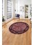 Çerçeveli Kenar Halka Modelli Yıkanabilir Kaymaz Yuvarlak Salon Halısı, Çerçeveli-Y-66-Bordo, 1