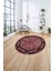 Çerçeveli Kenar Halka Modelli Yıkanabilir Kaymaz Yuvarlak Salon Halısı, Çerçeveli-Y-66-Bordo, 4