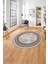 Çerçeveli Kenar Geometrik Model Yıkanabilir Kaymaz Yuvarlak Salon Halısı, Çerçeveli-Y-72-Kahve, 1