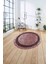 Çerçeveli Sade Mermer Desenli Yıkanabilir Kaymaz Yuvarlak Salon Halısı, ÇERÇEVELİ-Y-105-BORDO, 4