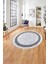Çerçeveli Sade Mermer Desenli Yıkanabilir Kaymaz Yuvarlak Salon Halısı, ÇERÇEVELİ-Y-105-GRİ, 1