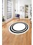 Çerçeveli Kenar Çizgi Motifli Yıkanabilir Kaymaz Yuvarlak Salon Halısı, Çerçeveli-Y-52-Beyaz, 1