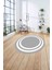 Çerçeveli Kenar Çizgi Motifli Yıkanabilir Kaymaz Yuvarlak Salon Halısı, Çerçeveli-Y-52-Gri, 4