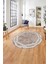 Çerçeveli Kenar Halka Modelli Yıkanabilir Kaymaz Yuvarlak Salon Halısı, Çerçeveli-Y-66-Bej-Beyaz, 1