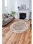 Çerçeveli Kenar Halka Modelli Yıkanabilir Kaymaz Yuvarlak Salon Halısı, Çerçeveli-Y-66-Bej-Beyaz, 2