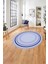 Çerçeveli Modern Dijital Baskılı Yıkanabilir Kaymaz Yuvarlak Salon Halısı, Çerçeveli-Y-78-Mavi, 1