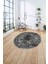 Çerçeveli Hitit Kesme Modelli Yıkanabilir Kaymaz Yuvarlak Salon Halısı, Çerçeveli-Y-63-Gri, 4