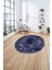 Çerçeveli Hitit Kesme Modelli Yıkanabilir Kaymaz Yuvarlak Salon Halısı, Çerçeveli-Y-63-Lacivert, 4