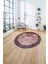 Çerçeveli Kenar Çizgi Motifli Yıkanabilir Kaymaz Yuvarlak Salon Halısı, Çerçeveli-Y-61-Bordo, 4