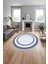 Çerçeveli Vektörel Klasik Model Yıkanabilir Kaymaz Yuvarlak Salon Halısı,çerçeveli-Y-93-Lacivert, 5