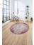 Çerçeveli Çizgi Detaylı Baskılı Yıkanabilir Kaymaz Yuvarlak Salon Halısı, Çerçeveli-Y-87-Bordo, 4