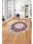 Çerçeveli Desen Motifli Yıkanabilir Kaymaz Yuvarlak Salon Halısı, Çerçeveli-Y-86-Bordo, 1